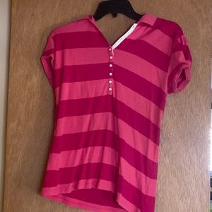Old Navy pink striped polo